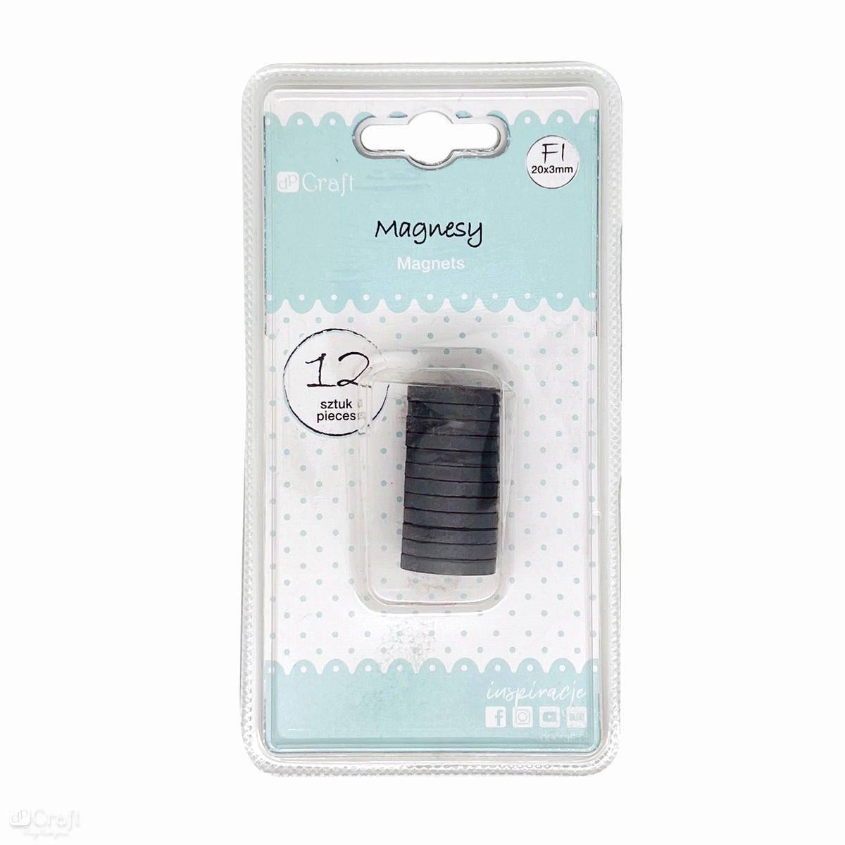 Magnesy DpCraft - priemer 20 mm x 3 mm, 12 ks