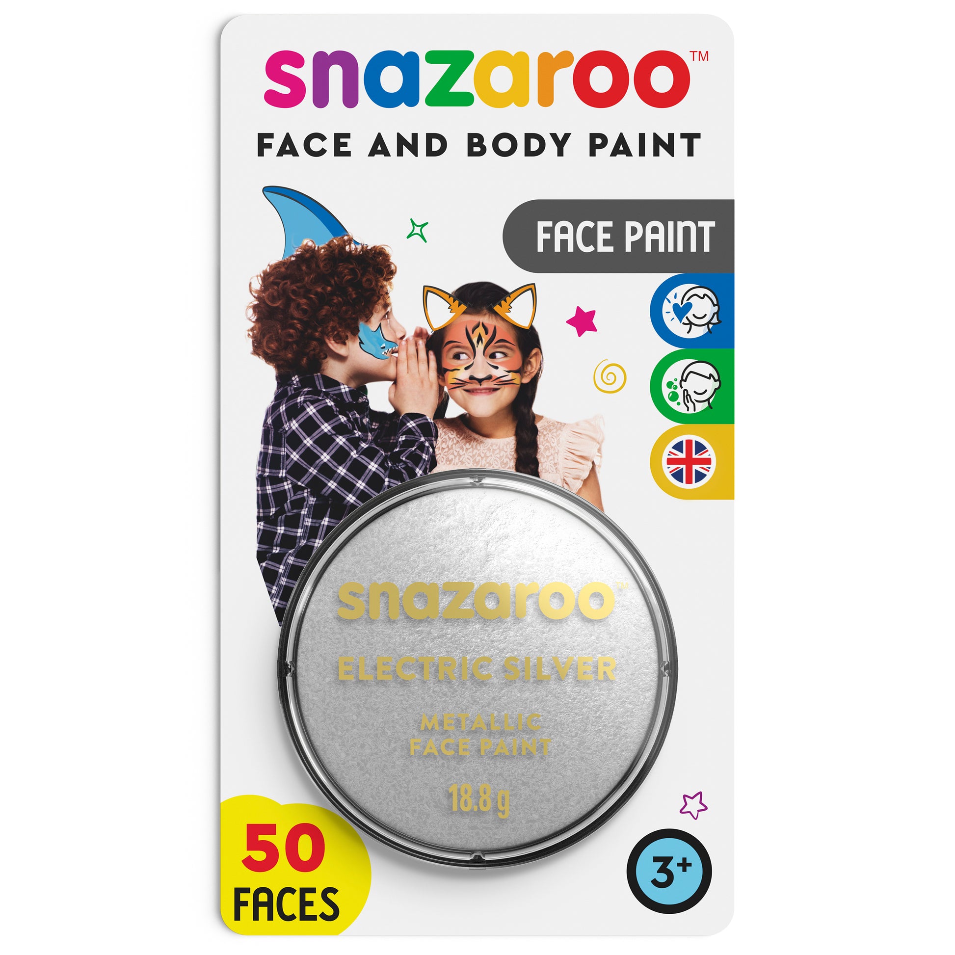 Farba na telo a tvár Snazaroo Metalická - Strieborná 18 ml
