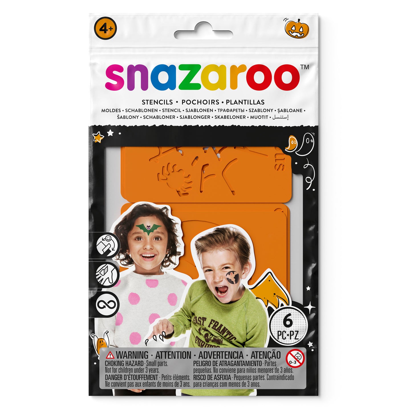 Šablóny na maľovanie na tvár Snazaroo - Halloween 6 ks