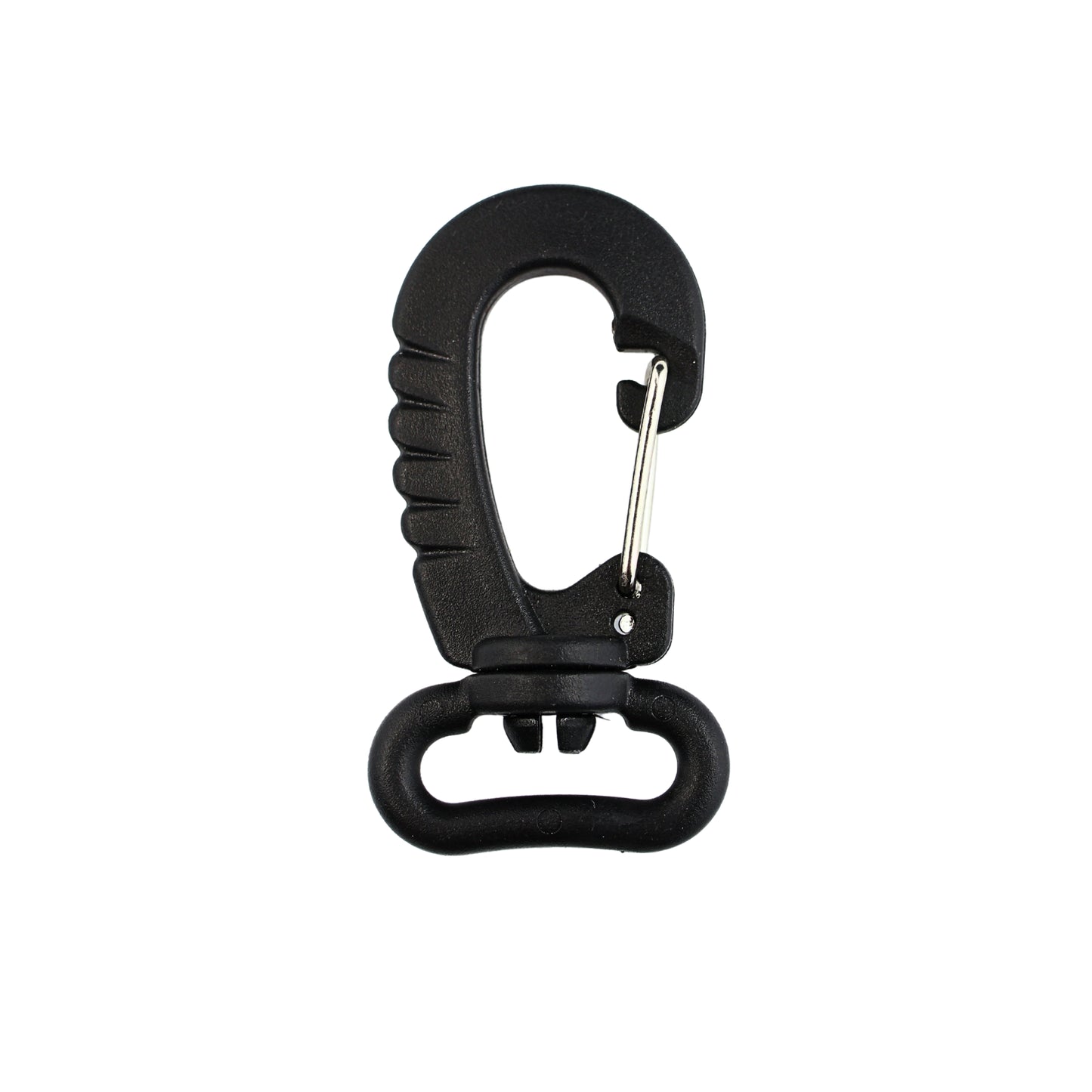 Plastiková karabína - 20 mm otočná čierna 1 ks