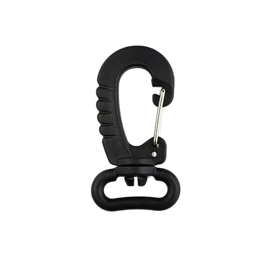 Plastiková karabína - 20 mm otočná čierna 1 ks
