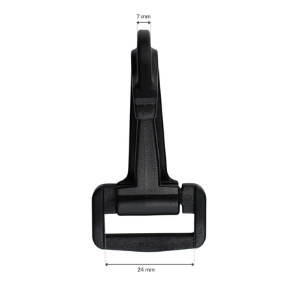 Plastiková karabína - 25 mm čierna 1 ks