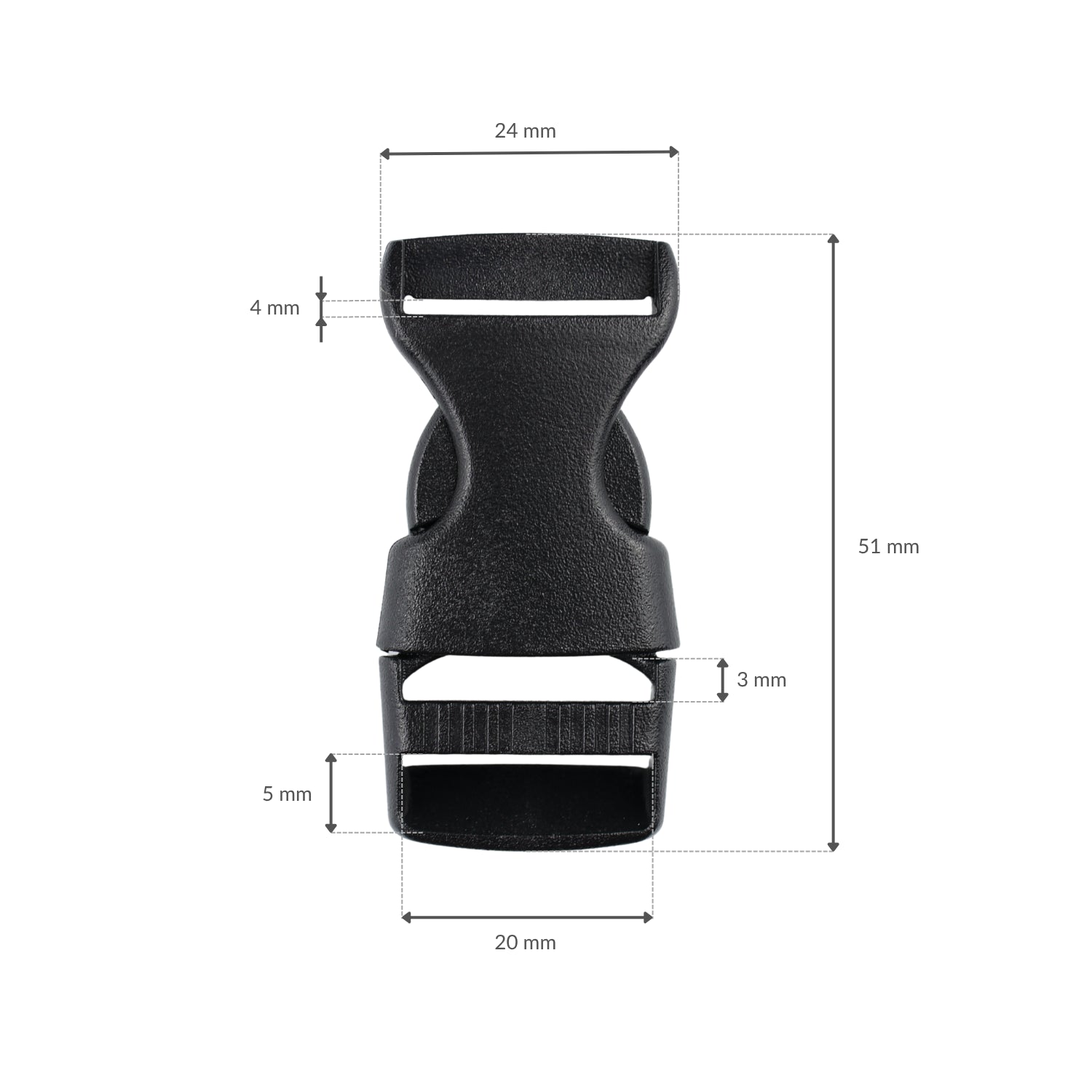 Plastiková pracka - 20x51 mm čierna 1 ks