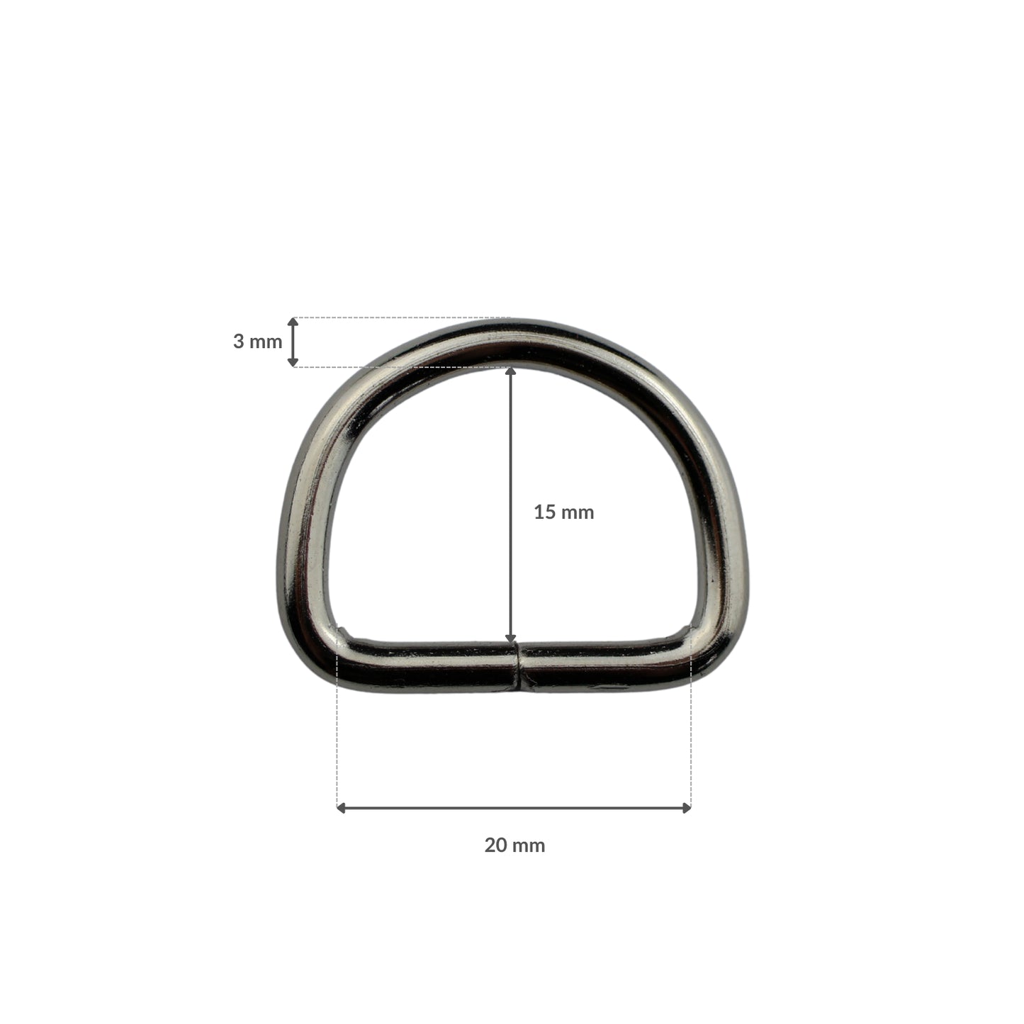 Kovové polkružie - 20/15/3 mm nikel 1 ks