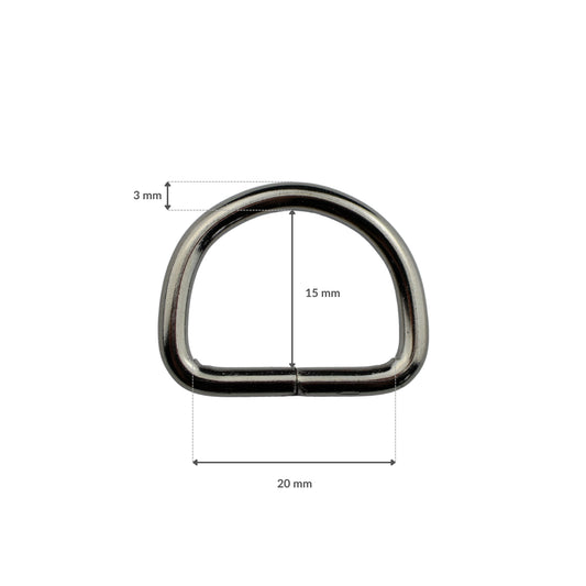 Kovové polkružie - 20/15/3 mm nikel 1 ks