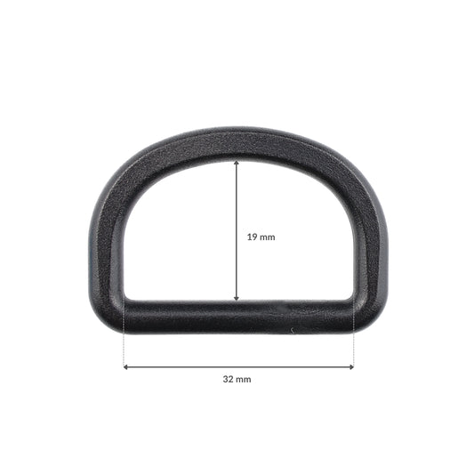 Plastikový polkruh - 32/19 mm čierny 1 ks