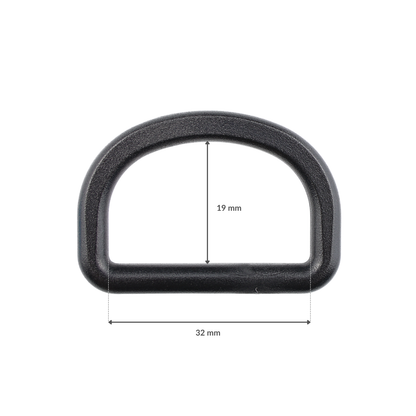 Plastikový polkruh - 32/19 mm čierny 1 ks