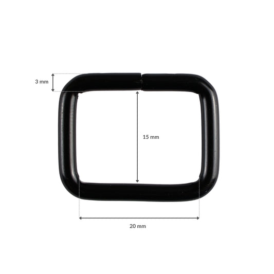Kovový krúžok - 20/15/3 mm matná čierna 1 ks