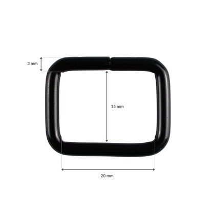 Kovový krúžok - 20/15/3 mm matná čierna 1 ks