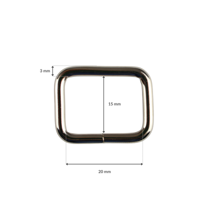 Kovový polkrúžok - 20/15/3 mm nikel 1 ks