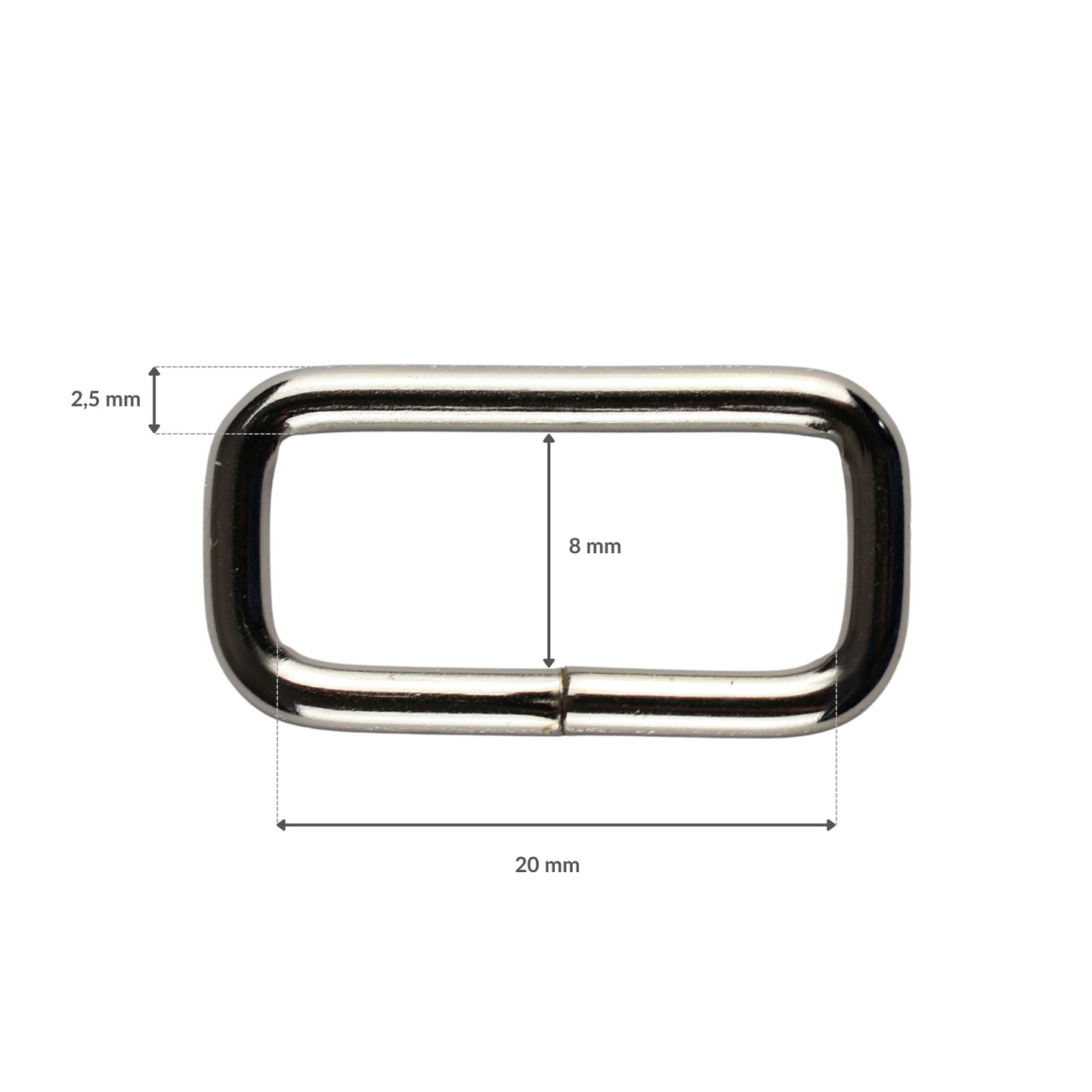 Kovový rámik - 20/8/2,5 mm nikel 1 ks