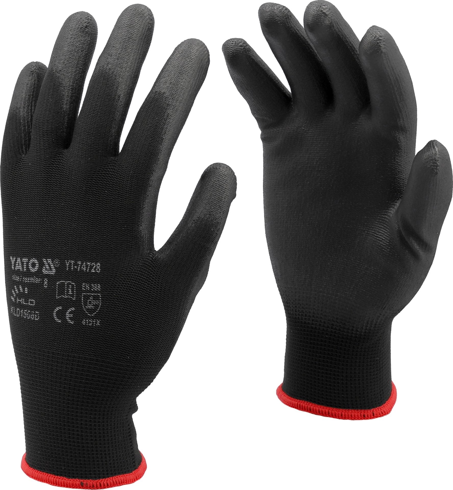 Pracovné rukavice nylon/PU Yato - čierne veľkosť 8