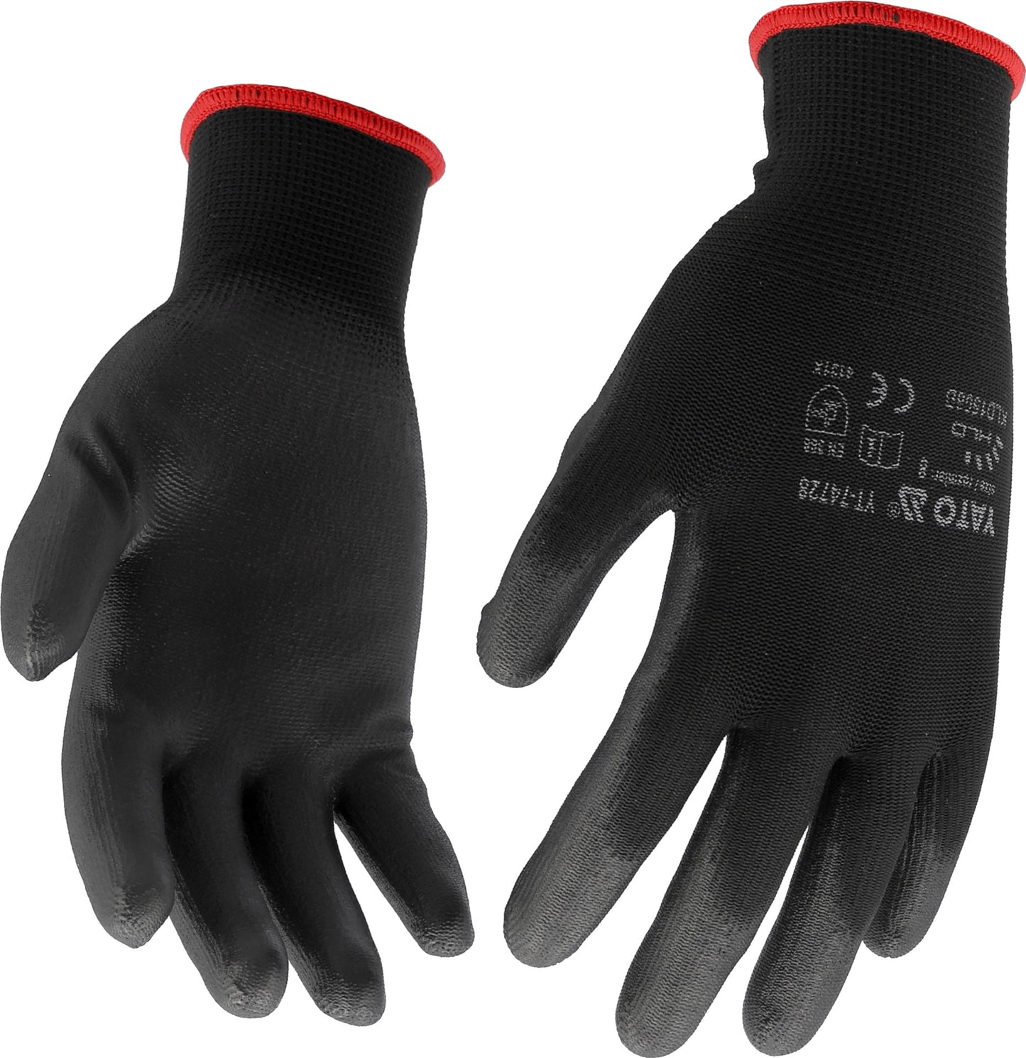 Pracovné rukavice nylon/PU Yato - čierne veľkosť 8