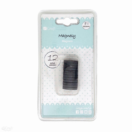 Magnesy DpCraft - priemer 20 mm x 3 mm, 12 ks